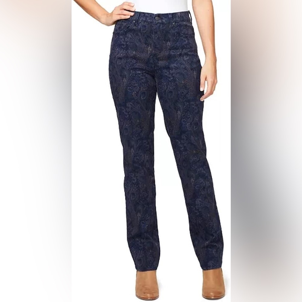 NEW Gloria Vanderbilt Women’s Paisley Printed Boot Cut Amanda Size 8 Jeans
